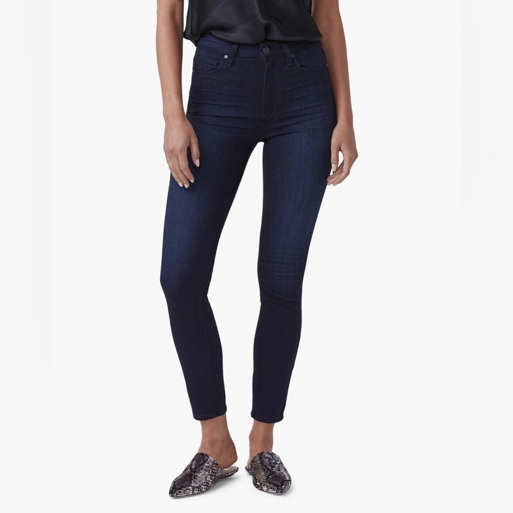 Nwt Paige Margot Super High Rise Ultra Skinny Lana Wash Dark Denim
